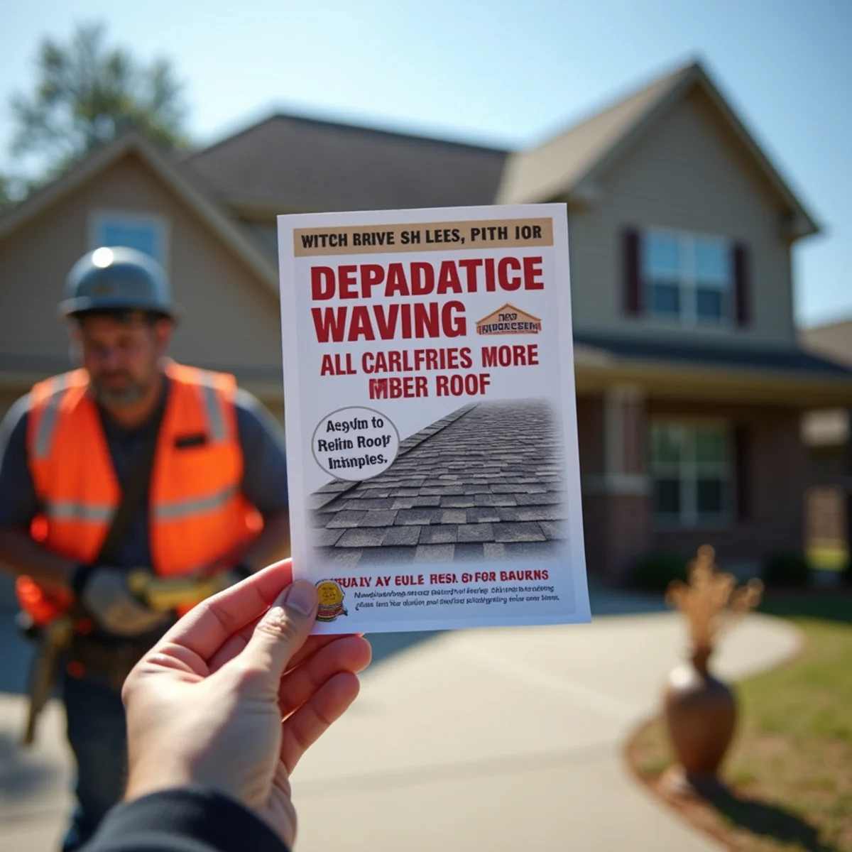 Predatory flyer promising free roof and illegal deductible rebate in Arkansas